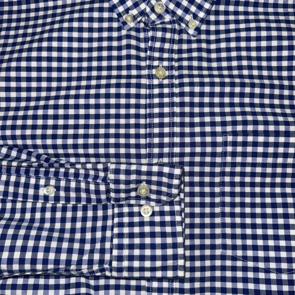 Men's Banana Republic Grant Fit Long Sleeve Button Up Shirt Blue/White Size L